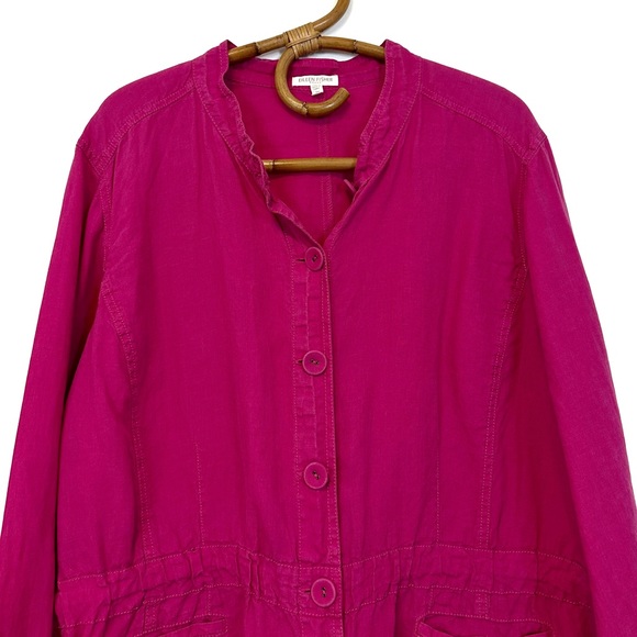 Eileen Fisher Woman | Pink Linen Cinch Waist Jacket Size 3X - Picture 2 of 13
